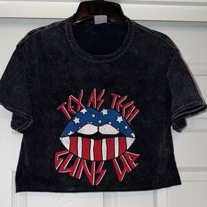 Black Graphic Crop Top